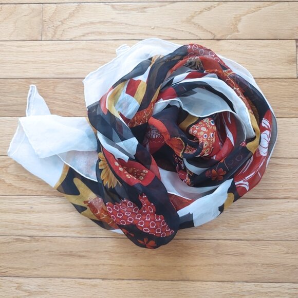 Salvatore Ferragamo Accessories - Salvatore Ferragamo sheer silk long scarf EUC